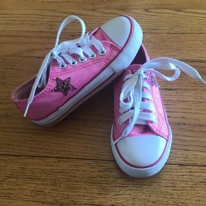 Pink Canvas (Converse-look-a-like) sneakers.